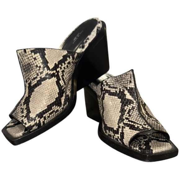Rag & Bone Designer Santiago Snakeskin Embossed Wedge Sandals Size 37.5 / US 7.5 - Picture 1 of 10